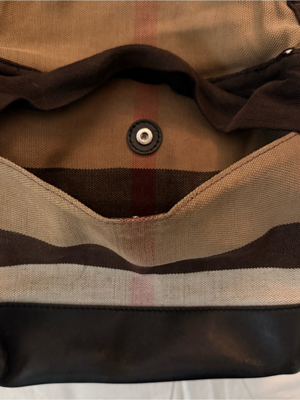 Burberry Brown and Tan Canvas Backpack with Plaid Accentv - Picture 3 of 14